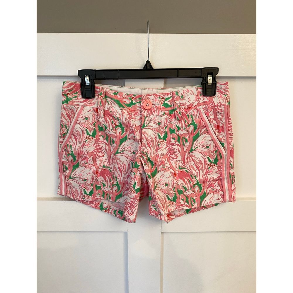 Lilly Pulitzer Callahan Shorts Pink Colony Flamingo Print Women's Size 00